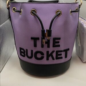 The Bucket Crossbody Large, Purple & Black w/ Wallet & Strape